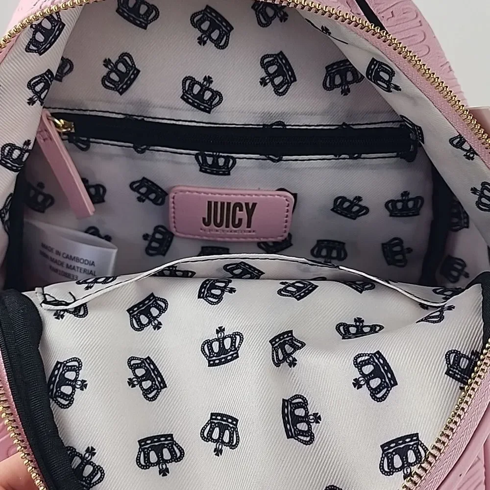 Juicy couture royal sport mini backpack flamingo deboss new gold hardware crown